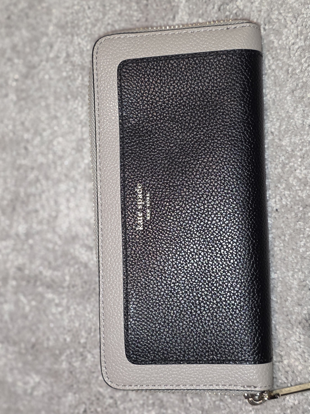 kate spade Two-Tone Black & Light Gray Leather Zip Wallet